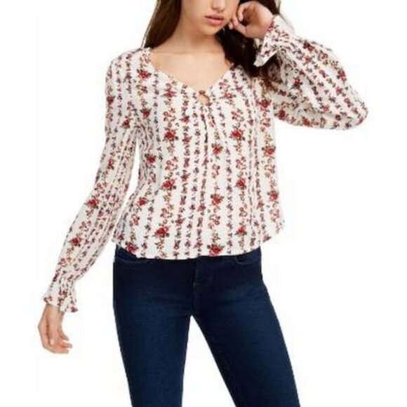 Freshman Juniors Floral-Printed O-Ring Top, Size  XL/Floral Pinstripe - Picture 1 of 1
